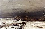 Louis Apol Canvas Paintings - A Late Afternoon In Winter